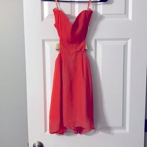Strapless coral dress